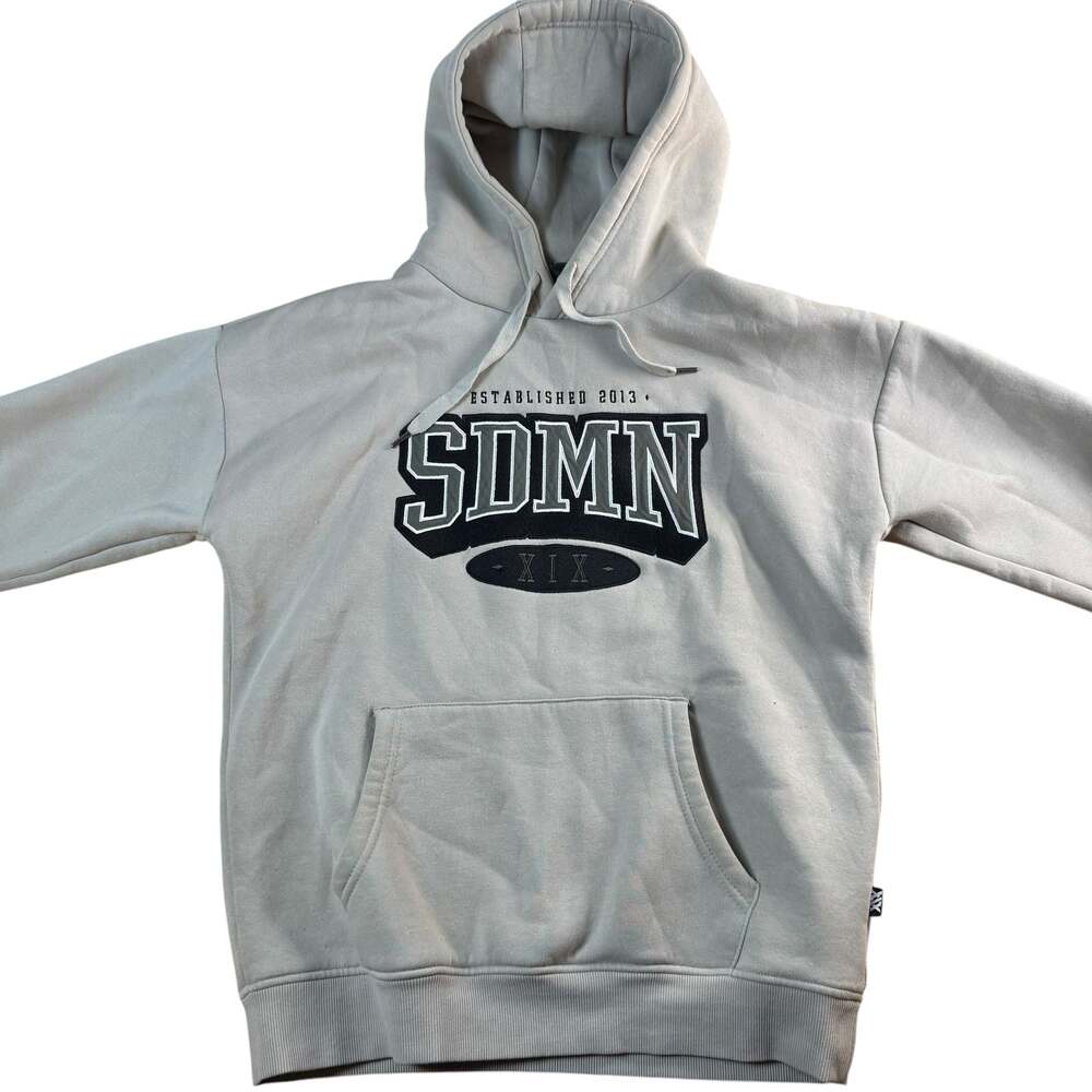 SDMN Clothing LTD Established 2013 XIX Varsity Embroidered Hoodie Light Grey